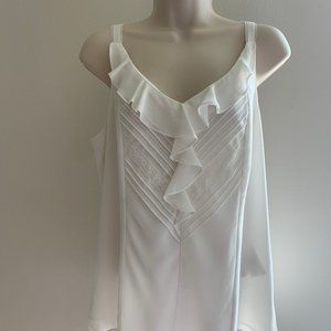 WHBM Off White Ruffle Top Size 6